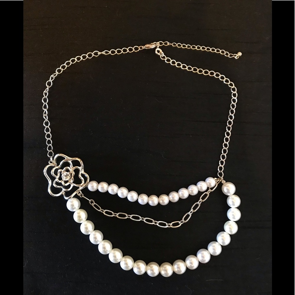 Costume Silver Pearl Necklace